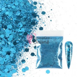 Decor pentru unghii NADP040FF cu fulgi si sclipici Emma Glitter Carpi Blue Metalizat